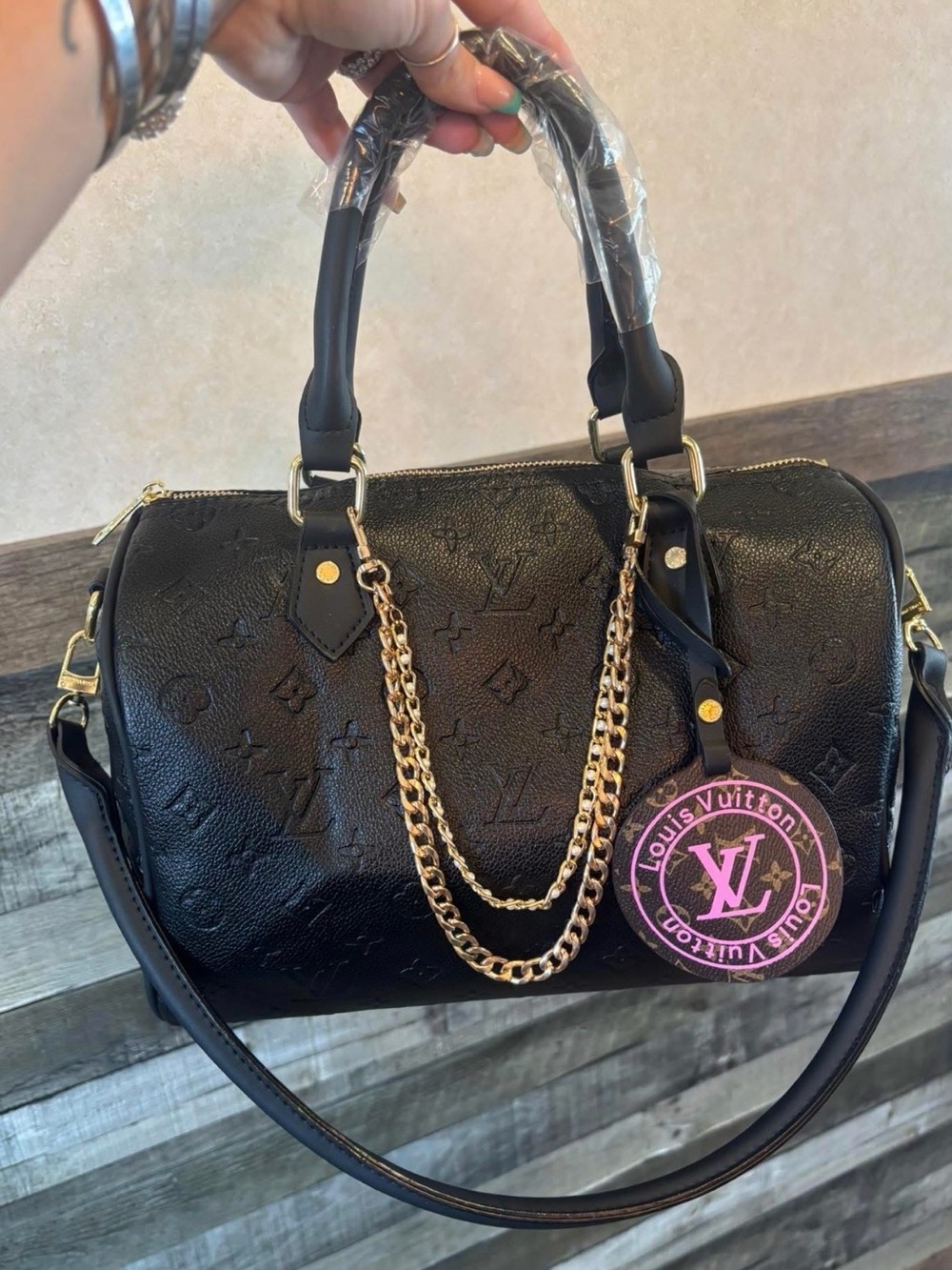 Louis Vuitton Black Embossed Speedy 30cm